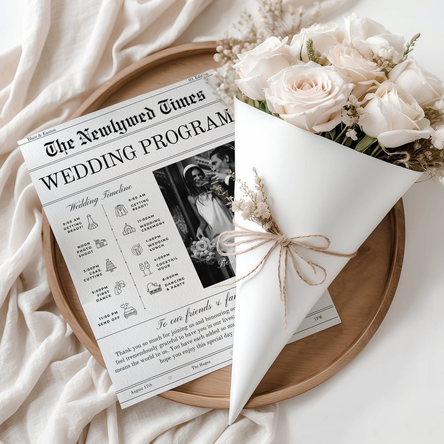 Wedding Newspaper Program Template – 8.5x11" & Folded 5.5x8.5"
