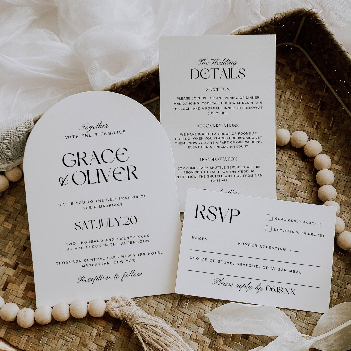 Arch Wedding Invitation Suite Template - Grace