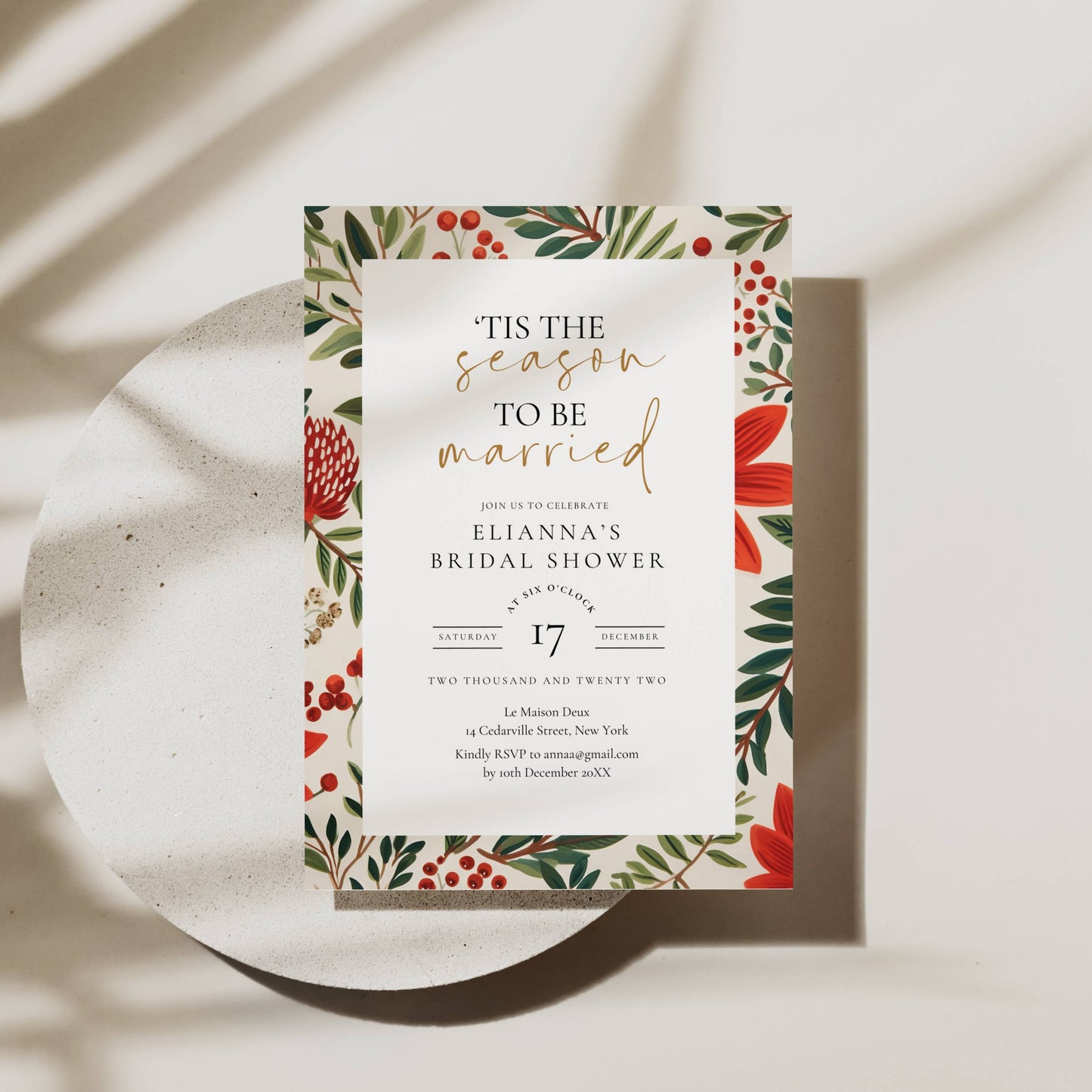 Tis The Season To Be Married Bridal Shower Invitation Template
