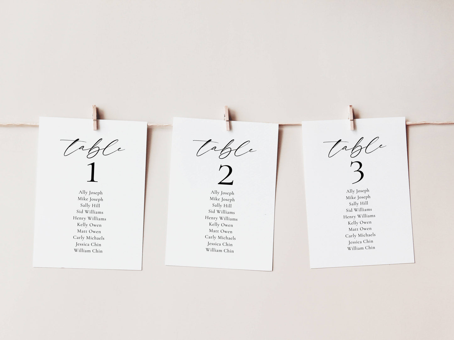 Modern Wedding Seating Chart Cards - Elianna