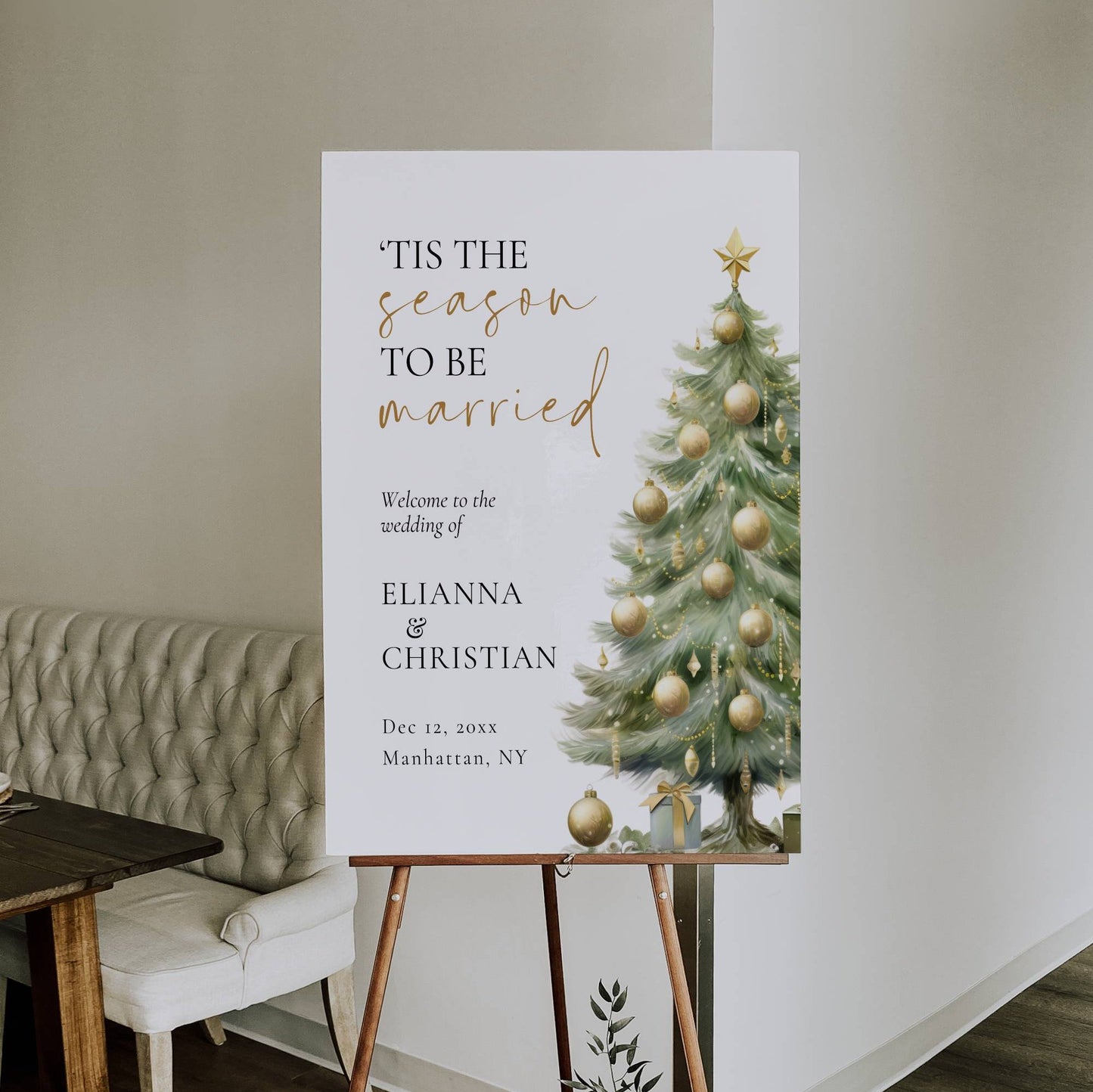 Christmas Wedding Welcome Sign Template