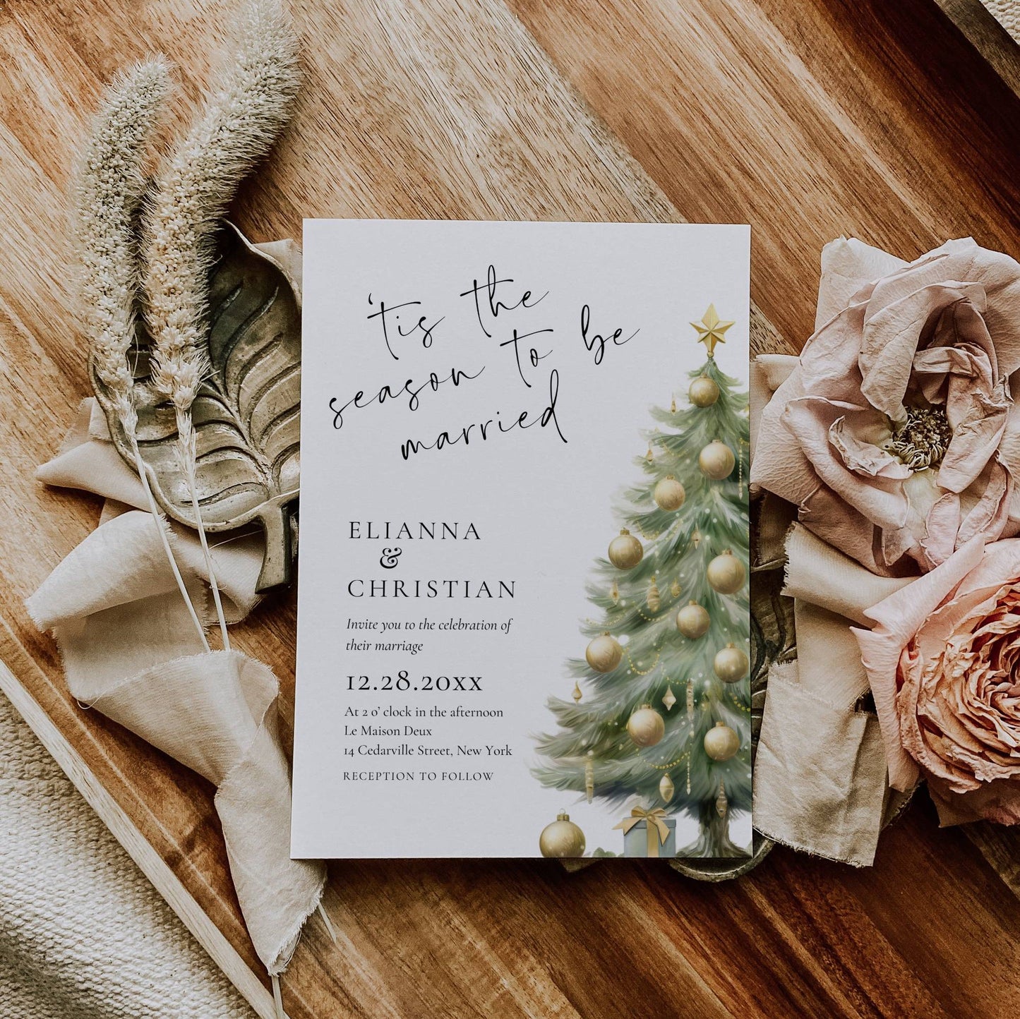 Christmas Wedding Invitation Template