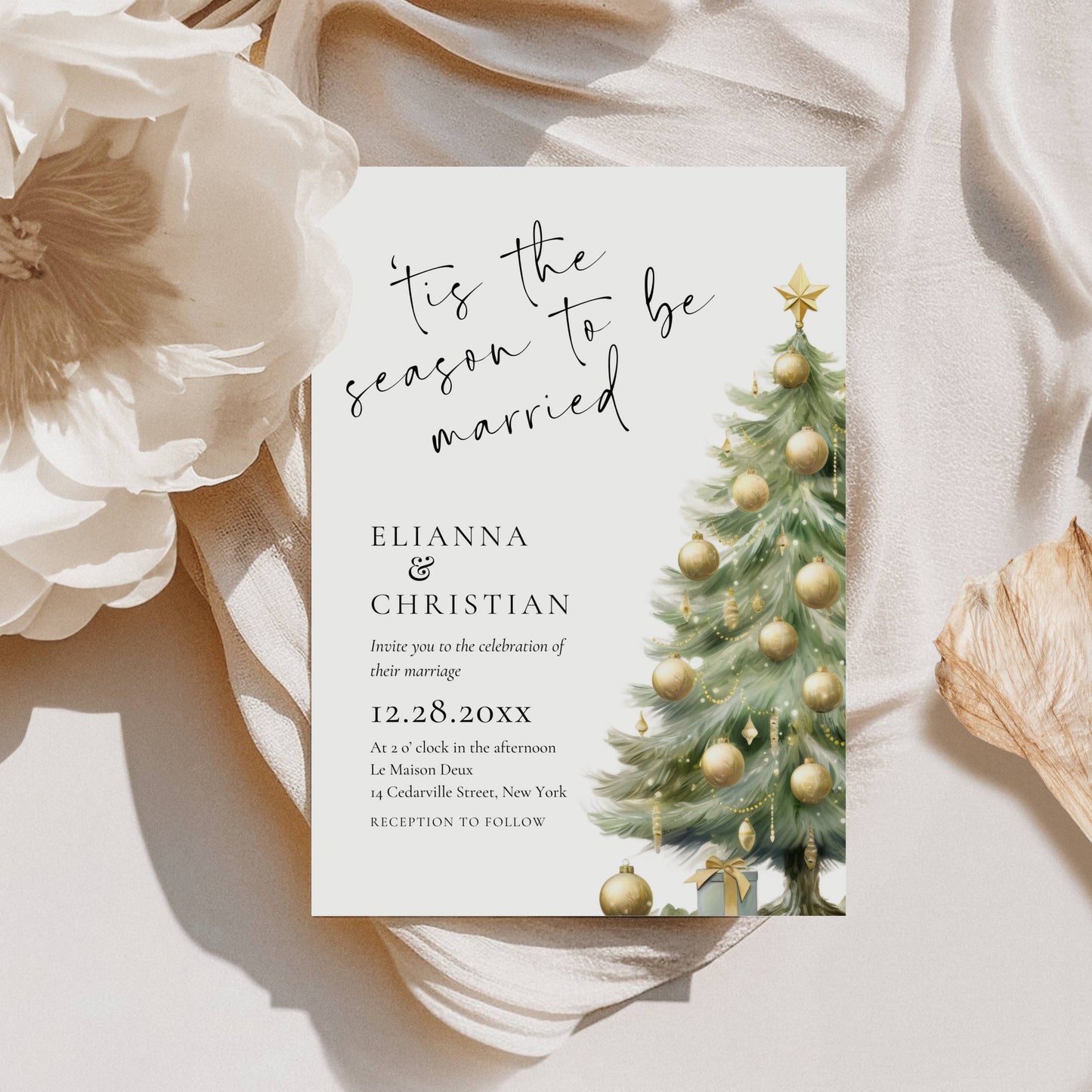 Christmas Wedding Invitation Template
