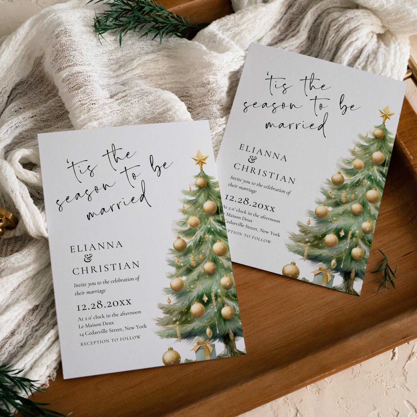 Christmas Wedding Invitation Template