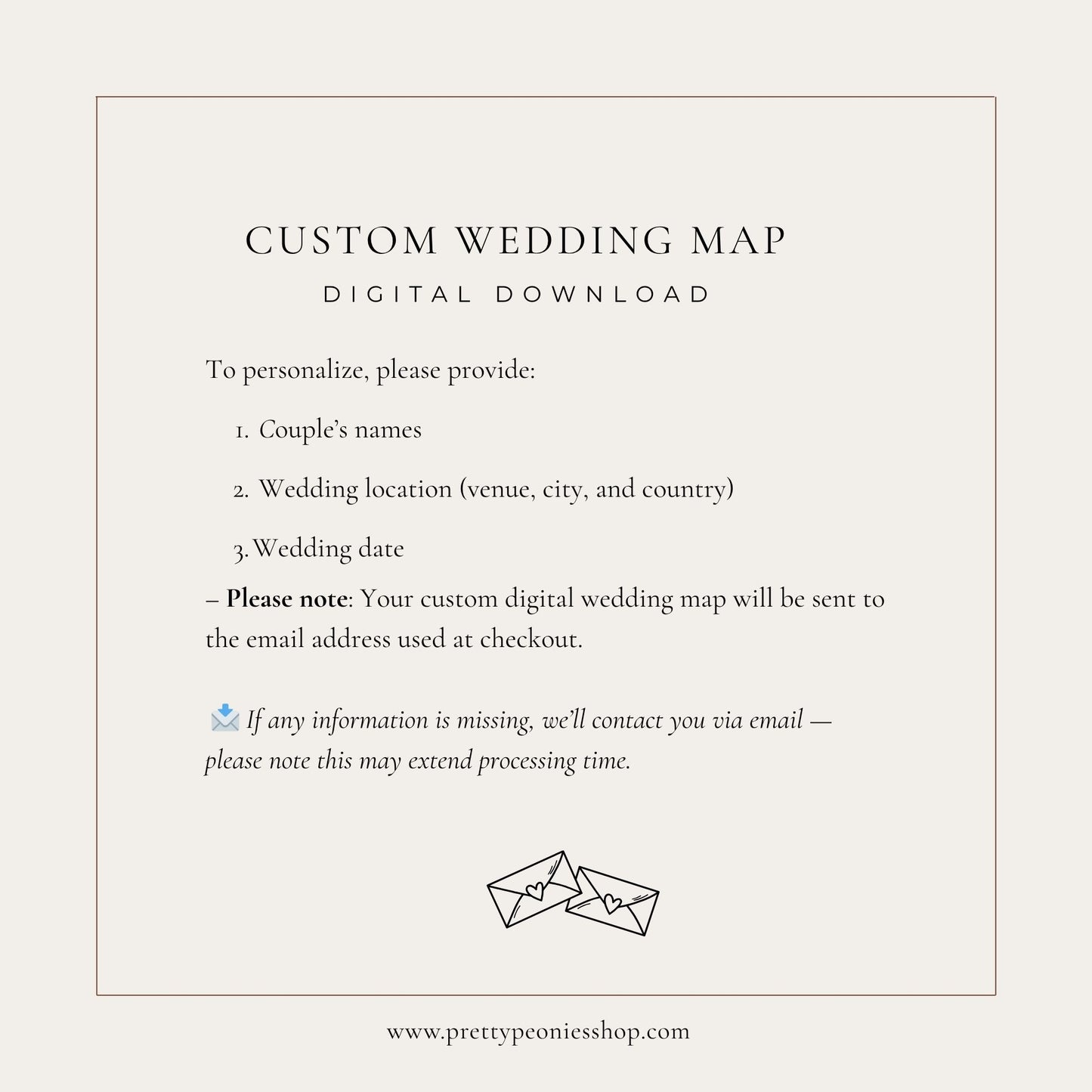 Custom Wedding Map Keepsake Digital Print 11x14"