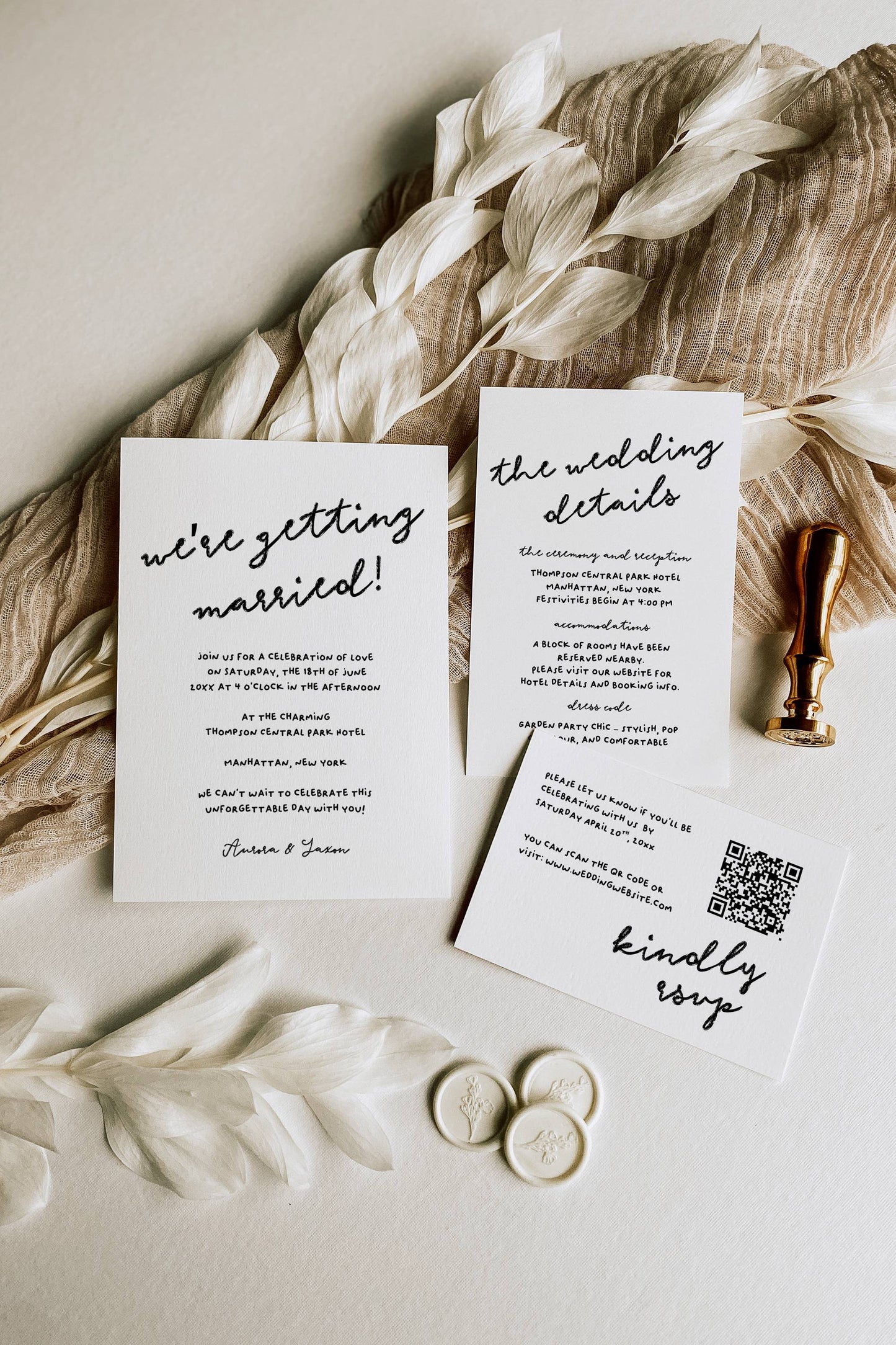 Handwritten Wedding Invitation Suite Template - Aurora