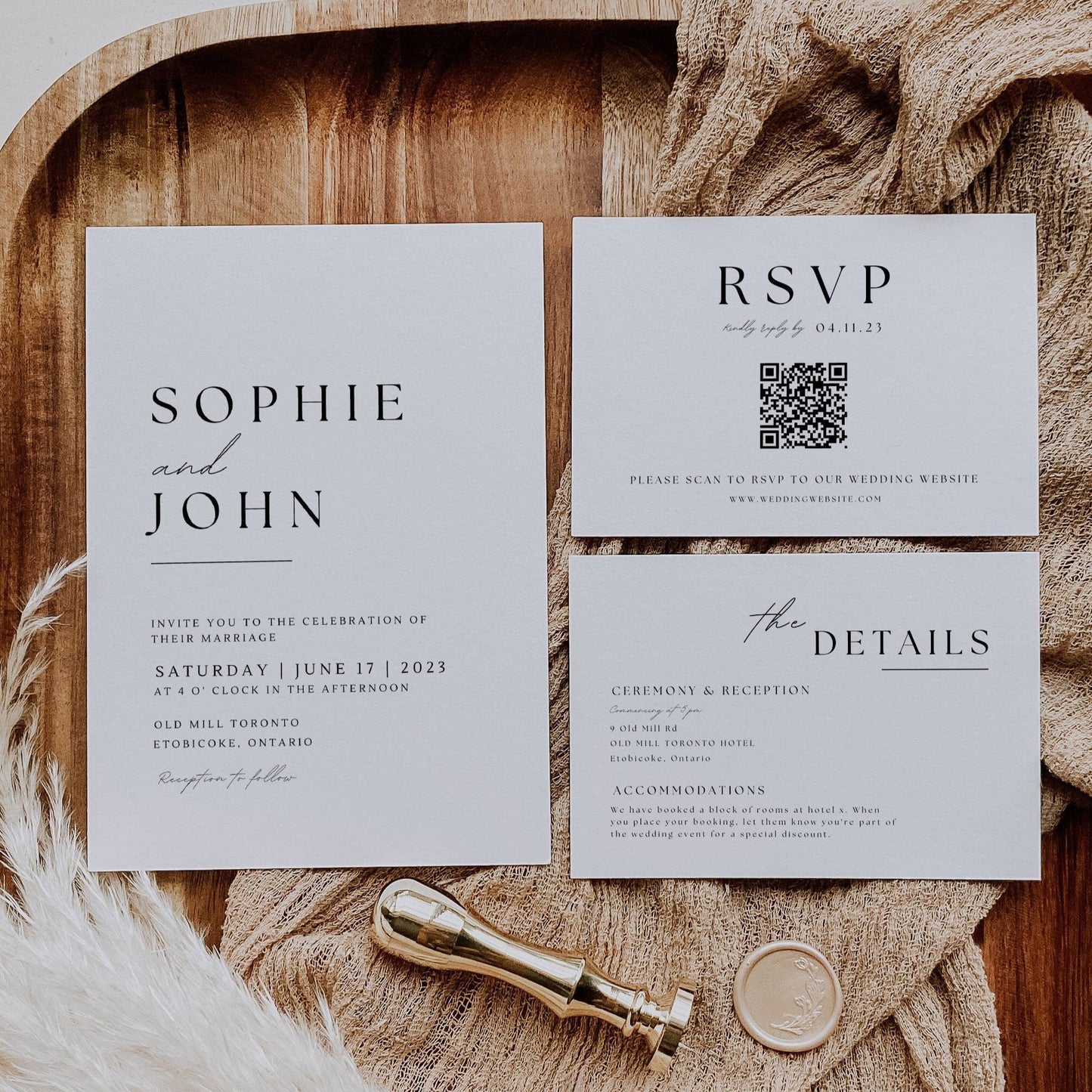 Minimalist Wedding Invite Suite Template - Sophie