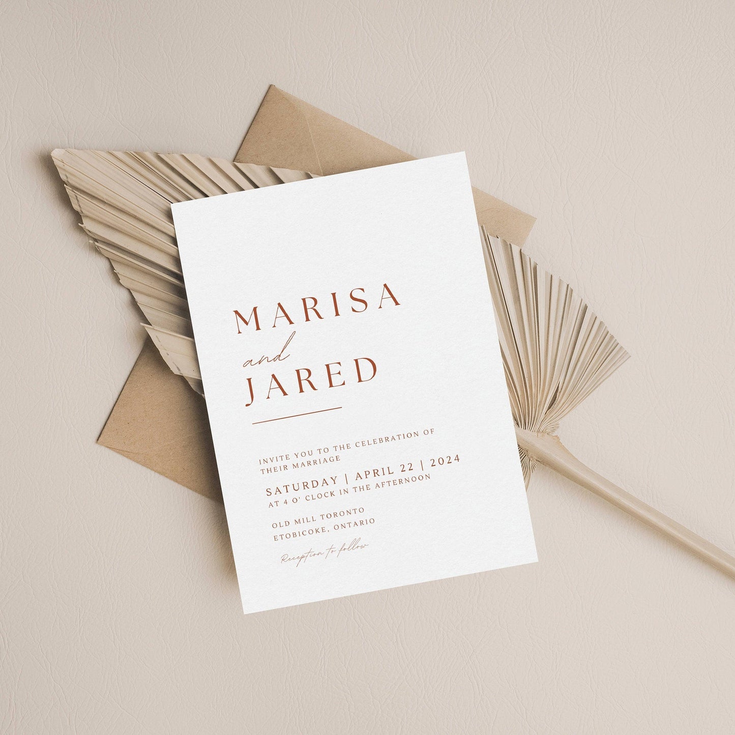 Boho Wedding Invitation Suite Template - Marisa