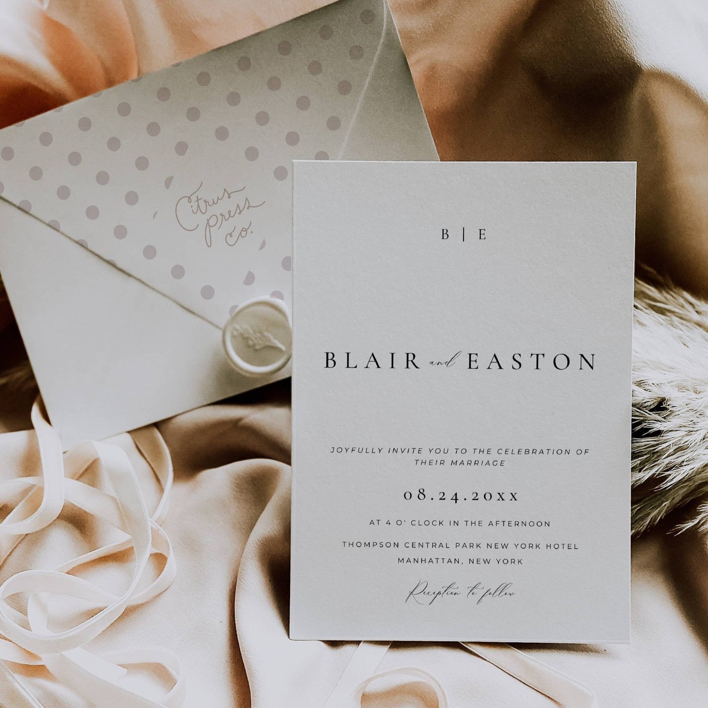 Minimalist Wedding Invitation Suite QR Code Template - Blair