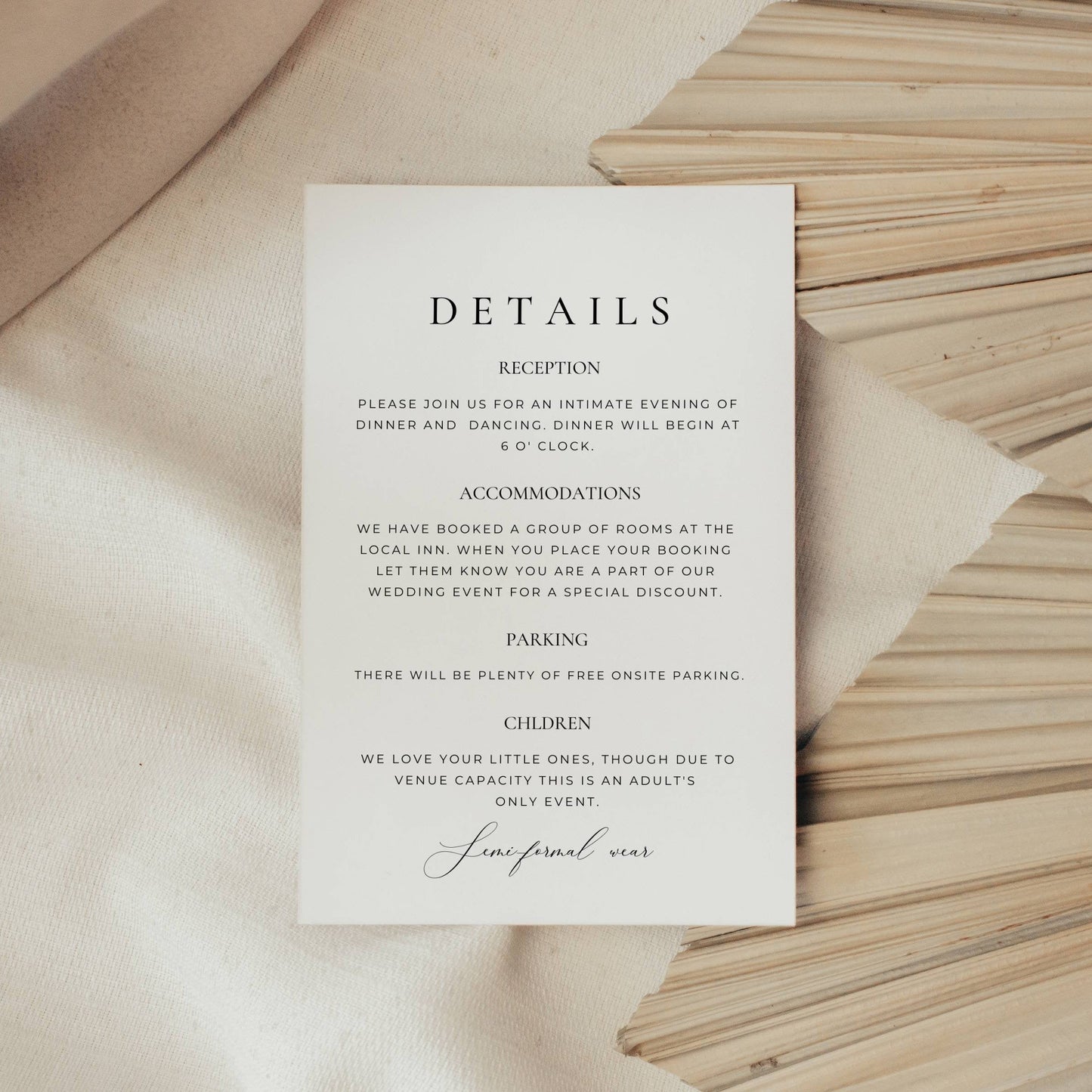 Intimate Wedding Invitation Suite Template -Blair