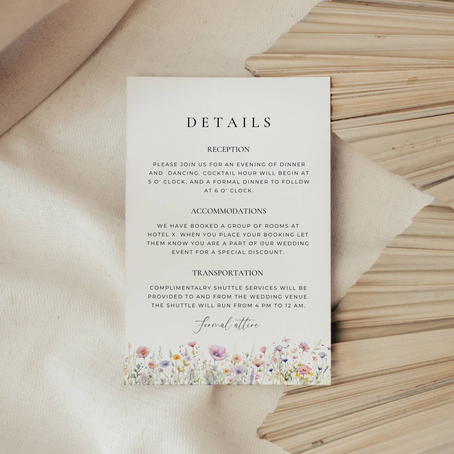 Wildflower Wedding Invitation Suite Template -Aria