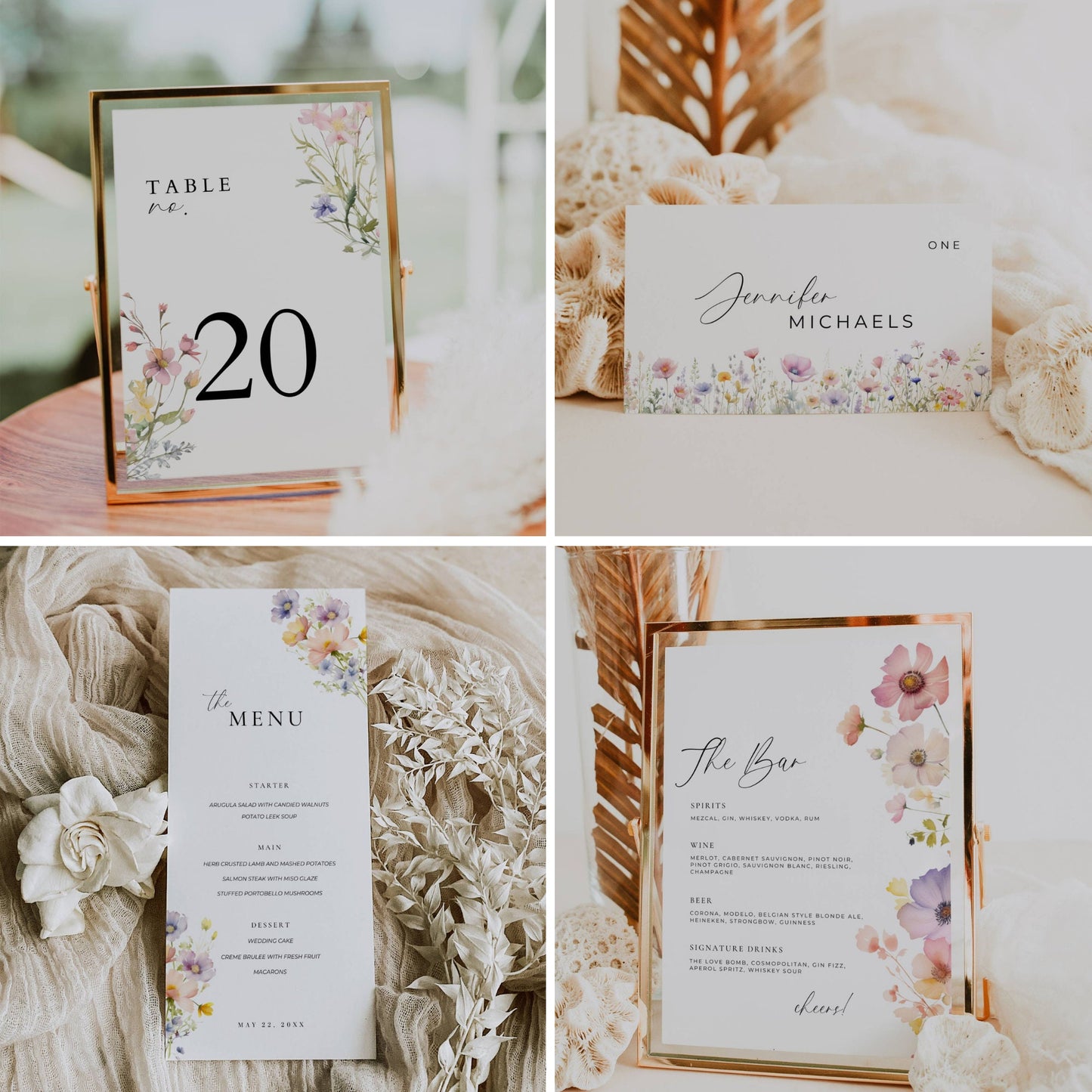 Ultimate Wildflower Wedding Stationery & Reception Signage Bundle - Aria
