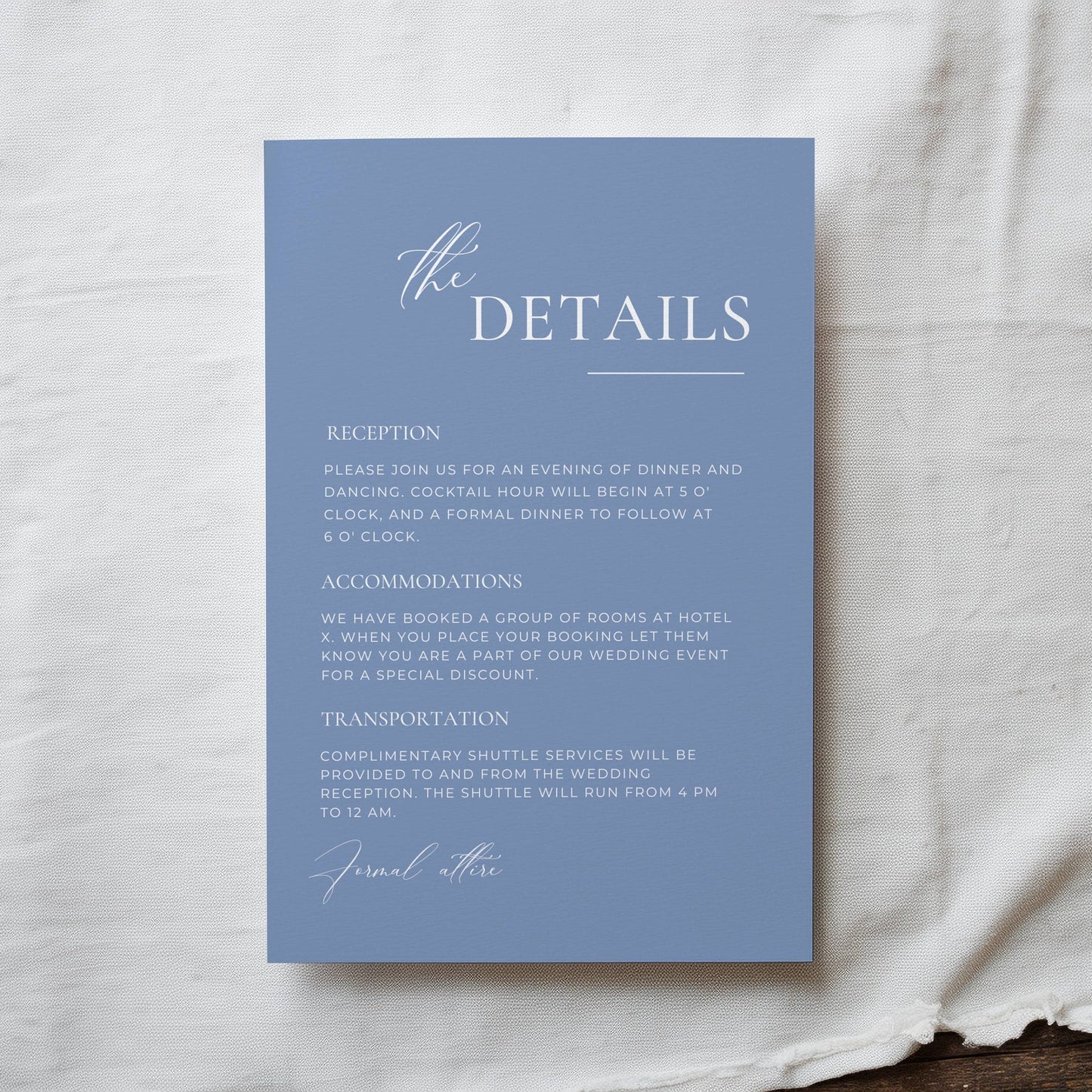 Dusty Blue Wedding Invites Suite Template - Katie