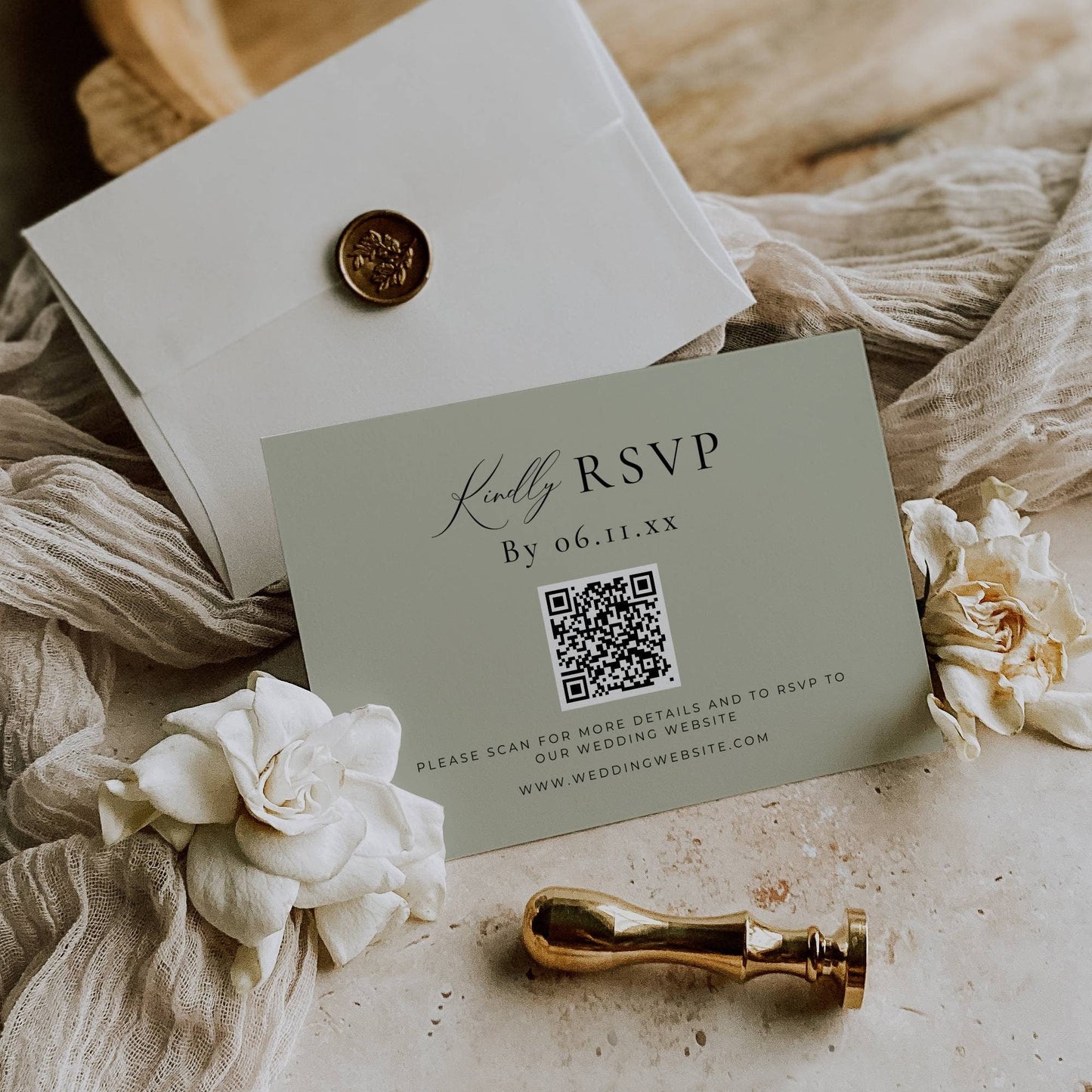 Sage Wedding Invitation Suite Template