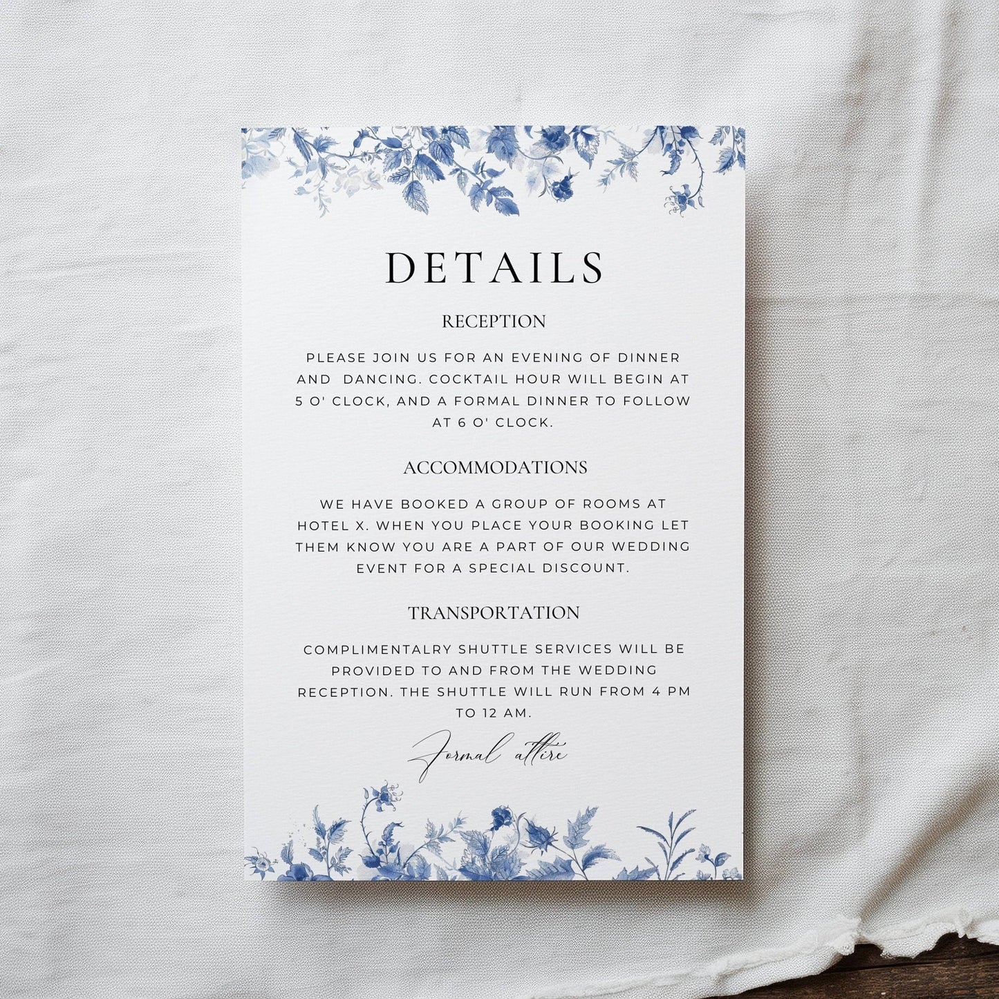 French Blue Toile Wedding Invitation Suite Template - Kate