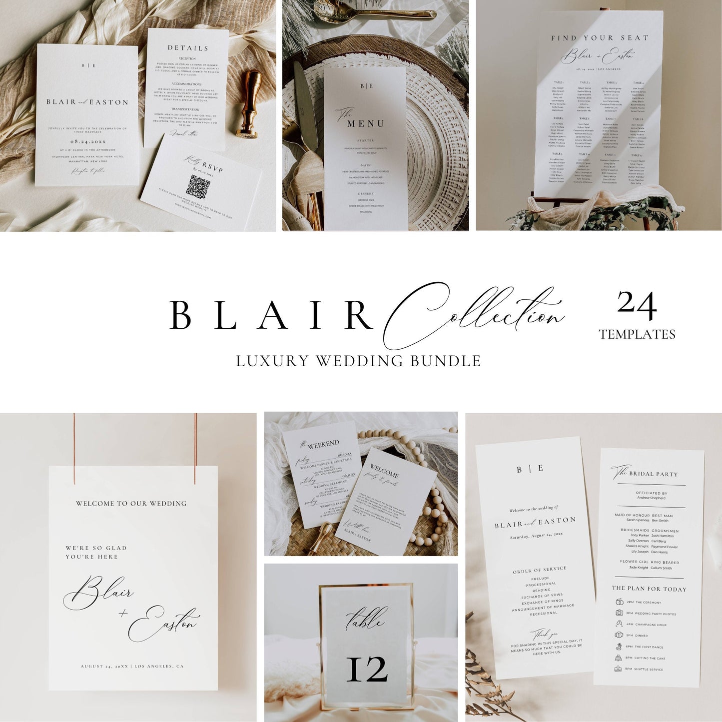 Ultimate Luxury Wedding Stationery & Reception Signage Bundle - Blair