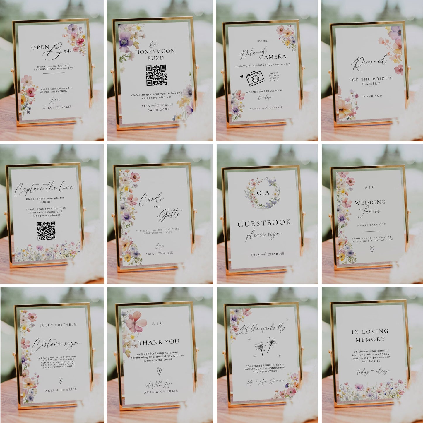 Ultimate Wildflower Wedding Stationery & Reception Signage Bundle - Aria