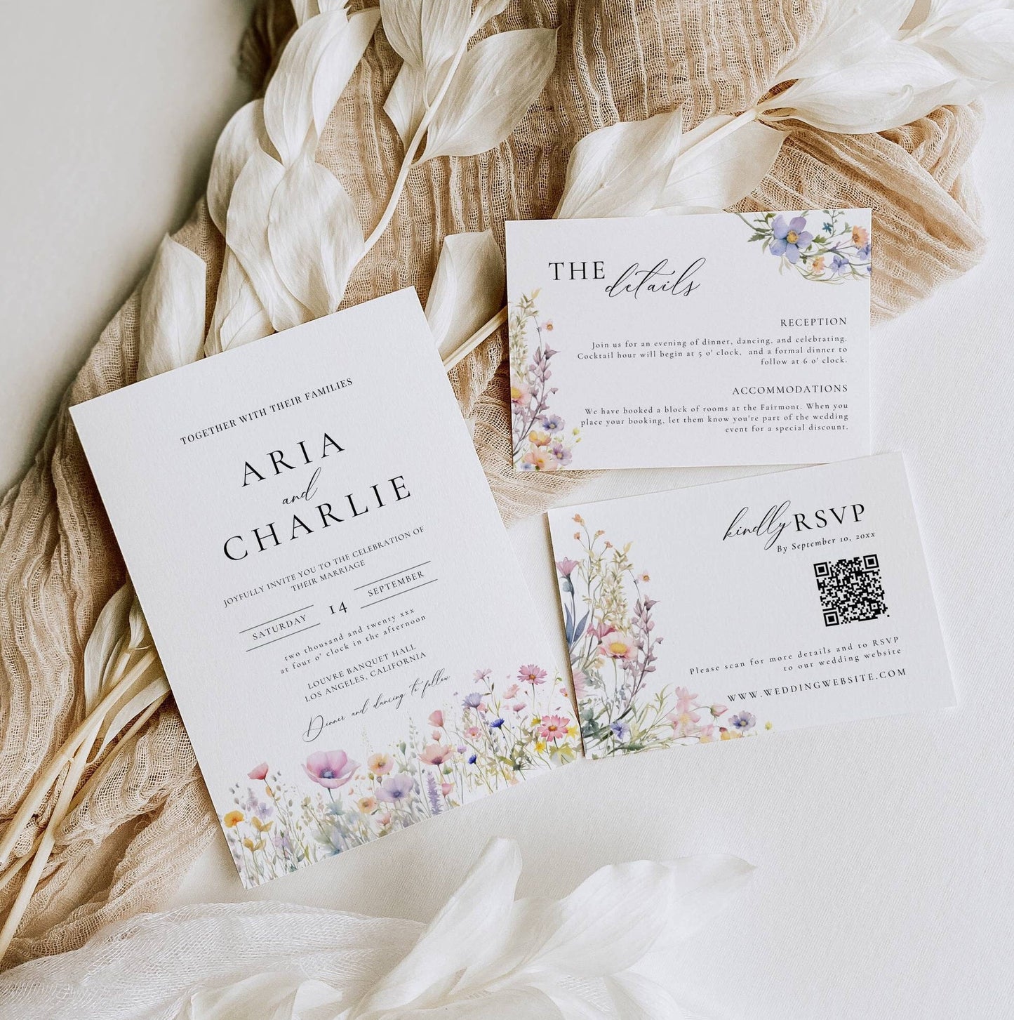 Ultimate Wildflower Wedding Stationery & Reception Signage Bundle - Aria