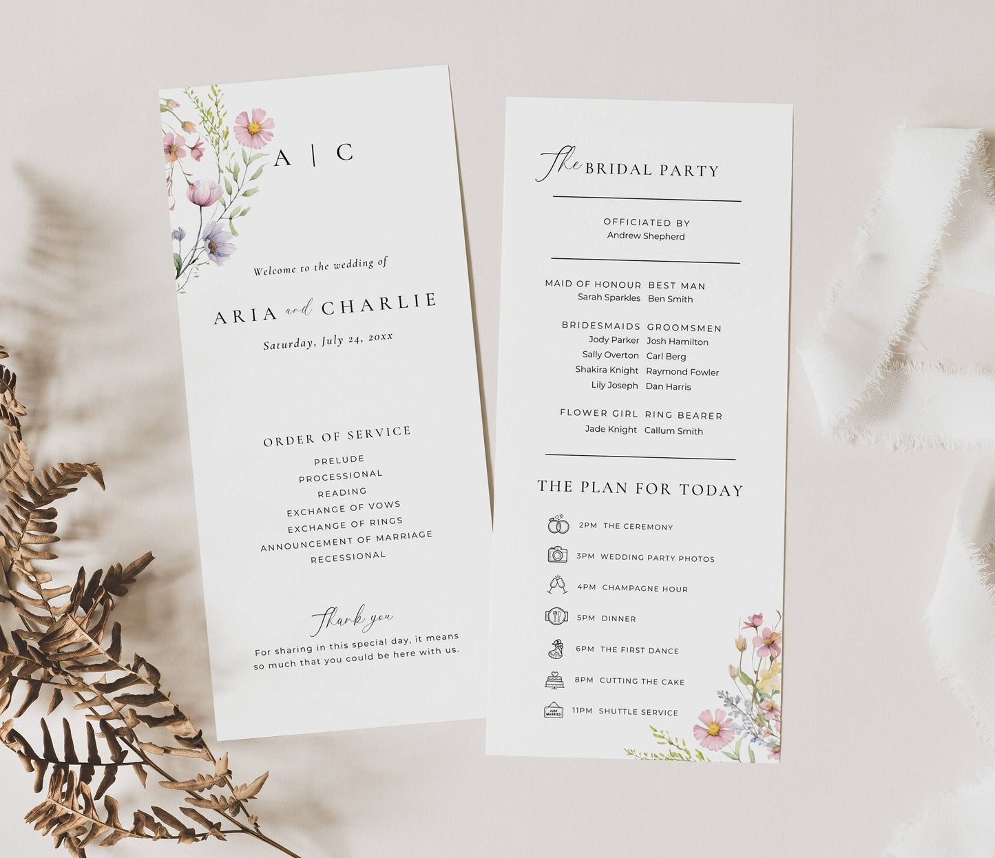 Ultimate Wildflower Wedding Stationery & Reception Signage Bundle - Aria