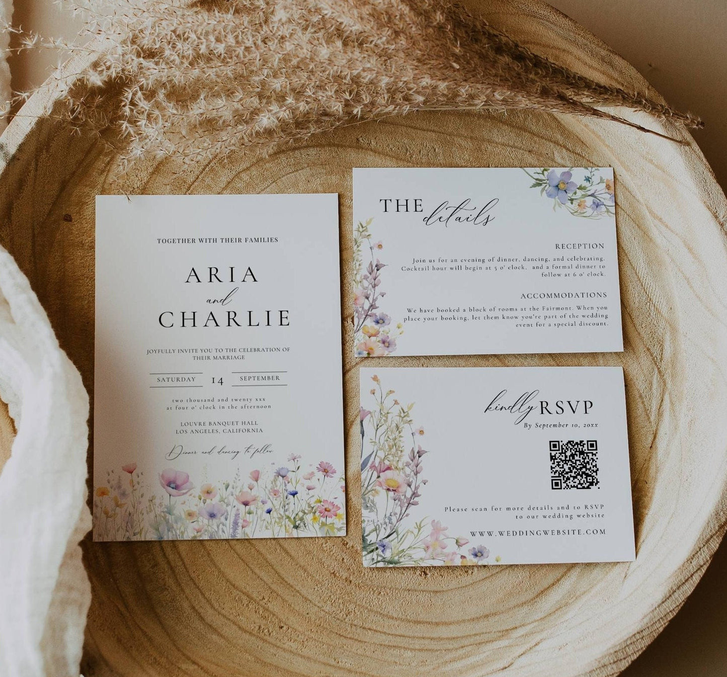 Summer Wildflower Wedding Invitation Suite - Aria