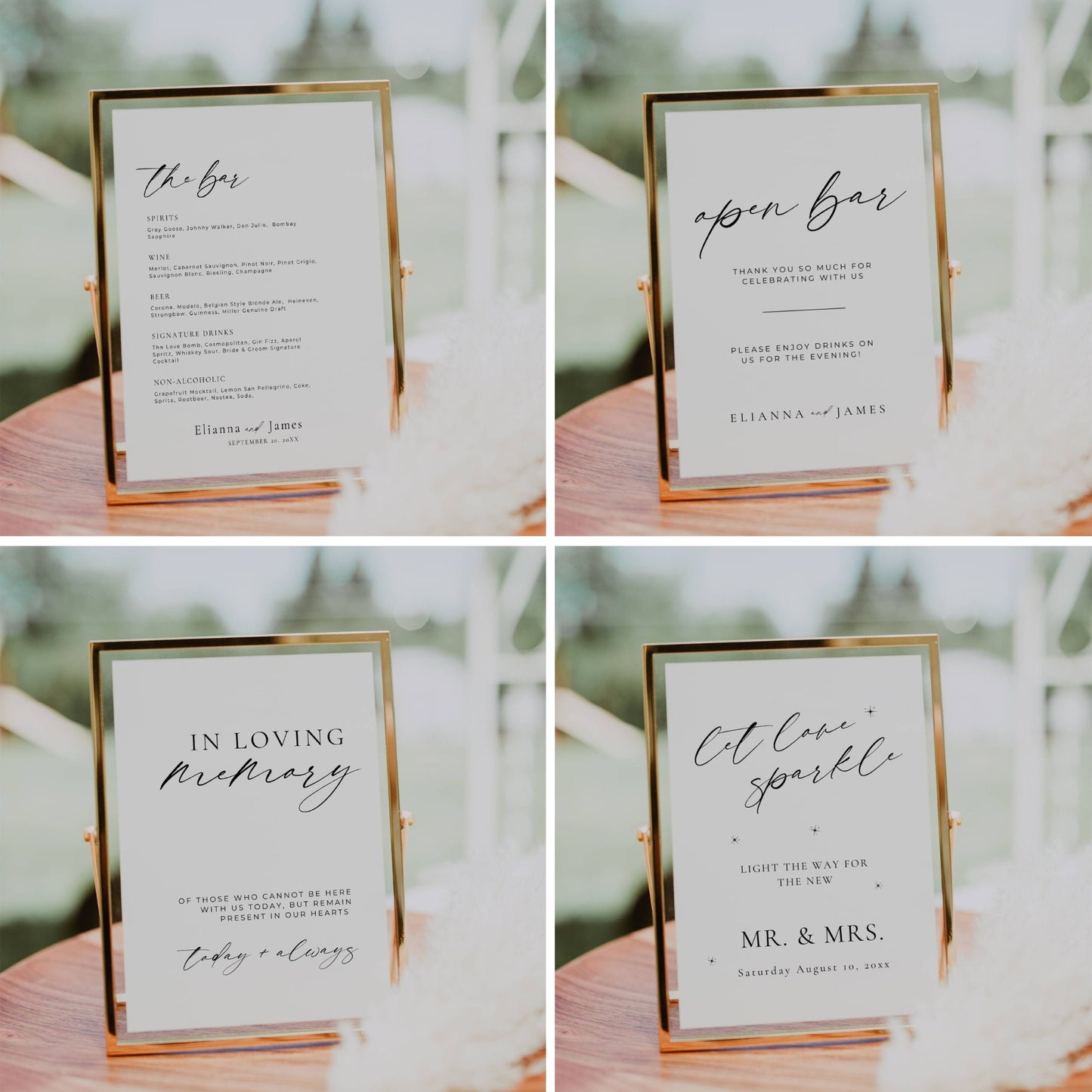 Luxury Wedding Reception Sign Bundle - Elianna