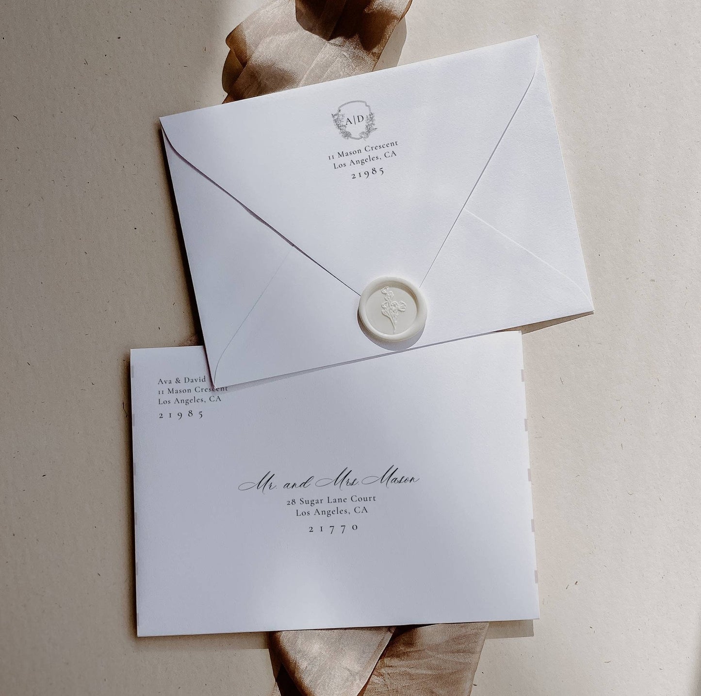 Luxury Monogram Envelope Address Label - Ava