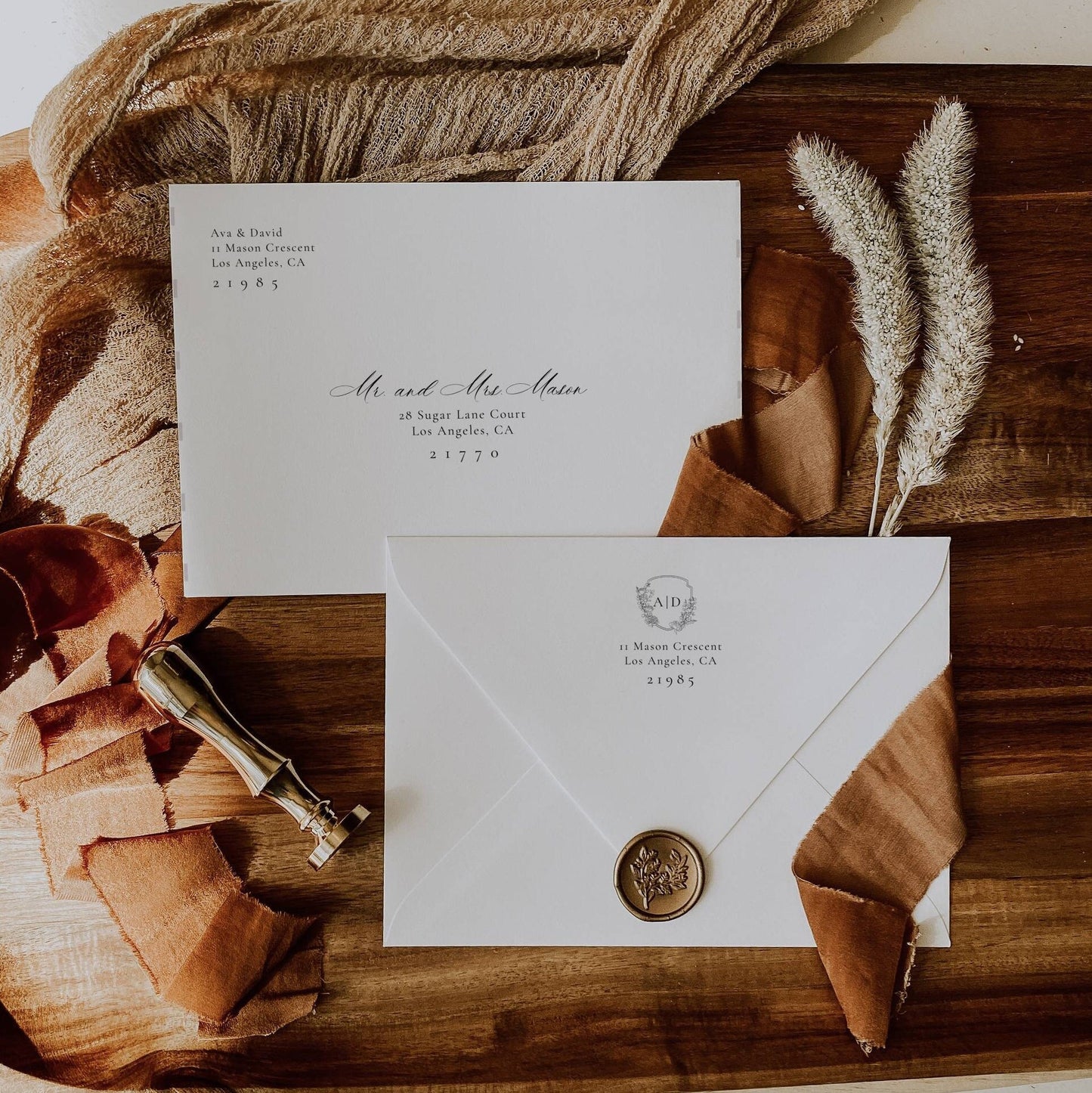 Luxury Monogram Envelope Address Label - Ava