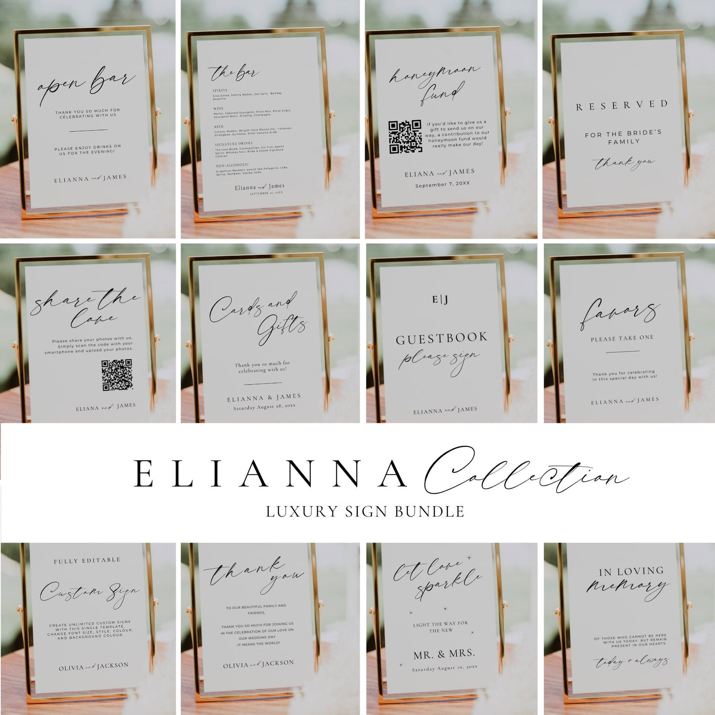 Luxury Wedding Reception Sign Bundle - Elianna