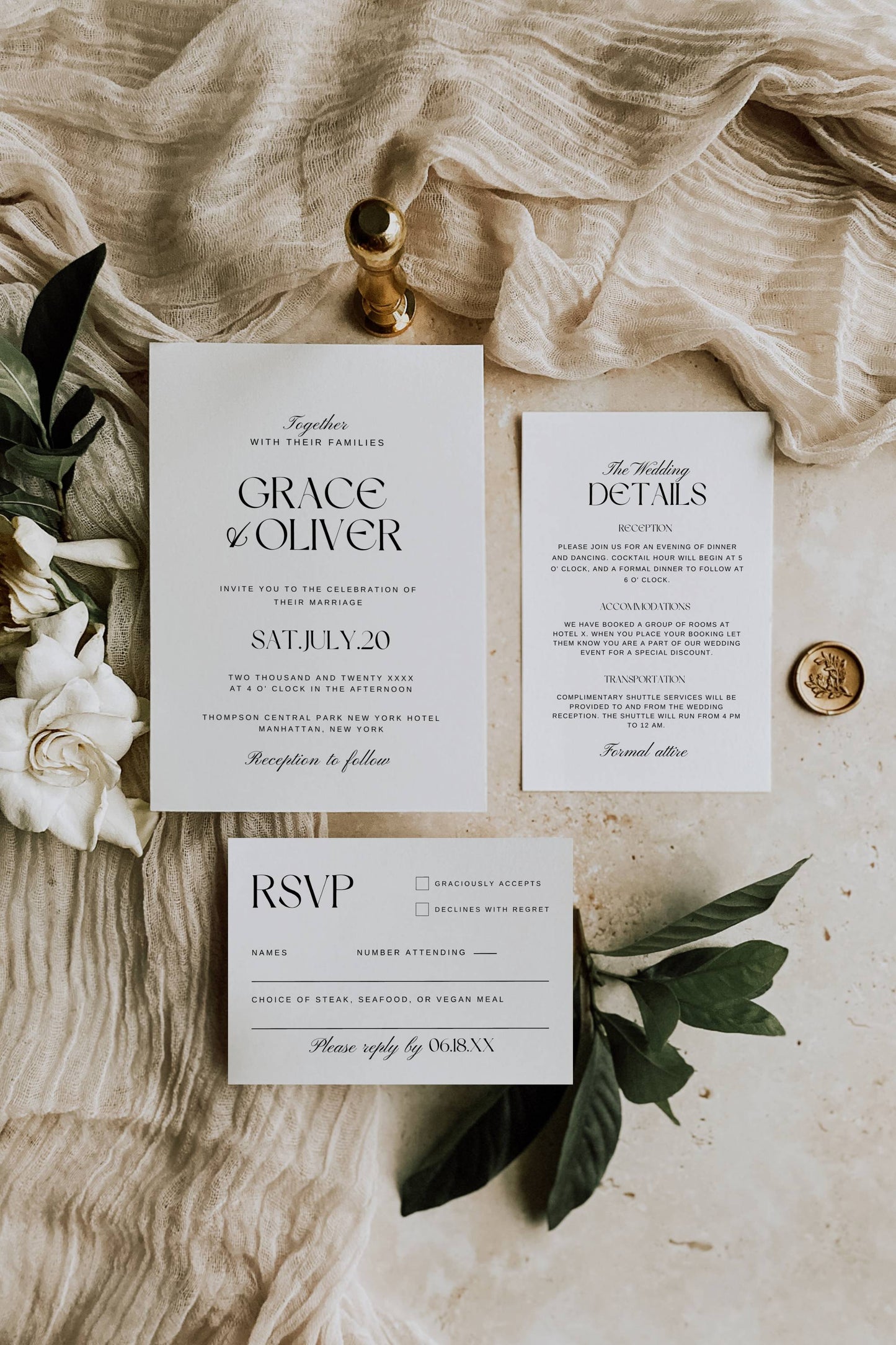 Large Modern Wedding Stationery & Reception Bundle - Grace