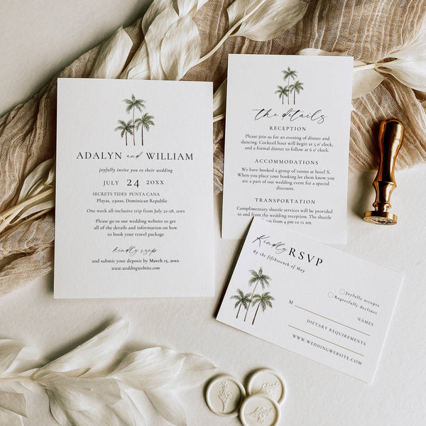 Adalyn Mexico destination wedding invitation suite