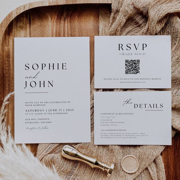 Sophie minimalist wedding invitation suite