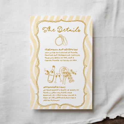 Retro Hand Drawn Wedding Invitation Suite Template - Charlotte