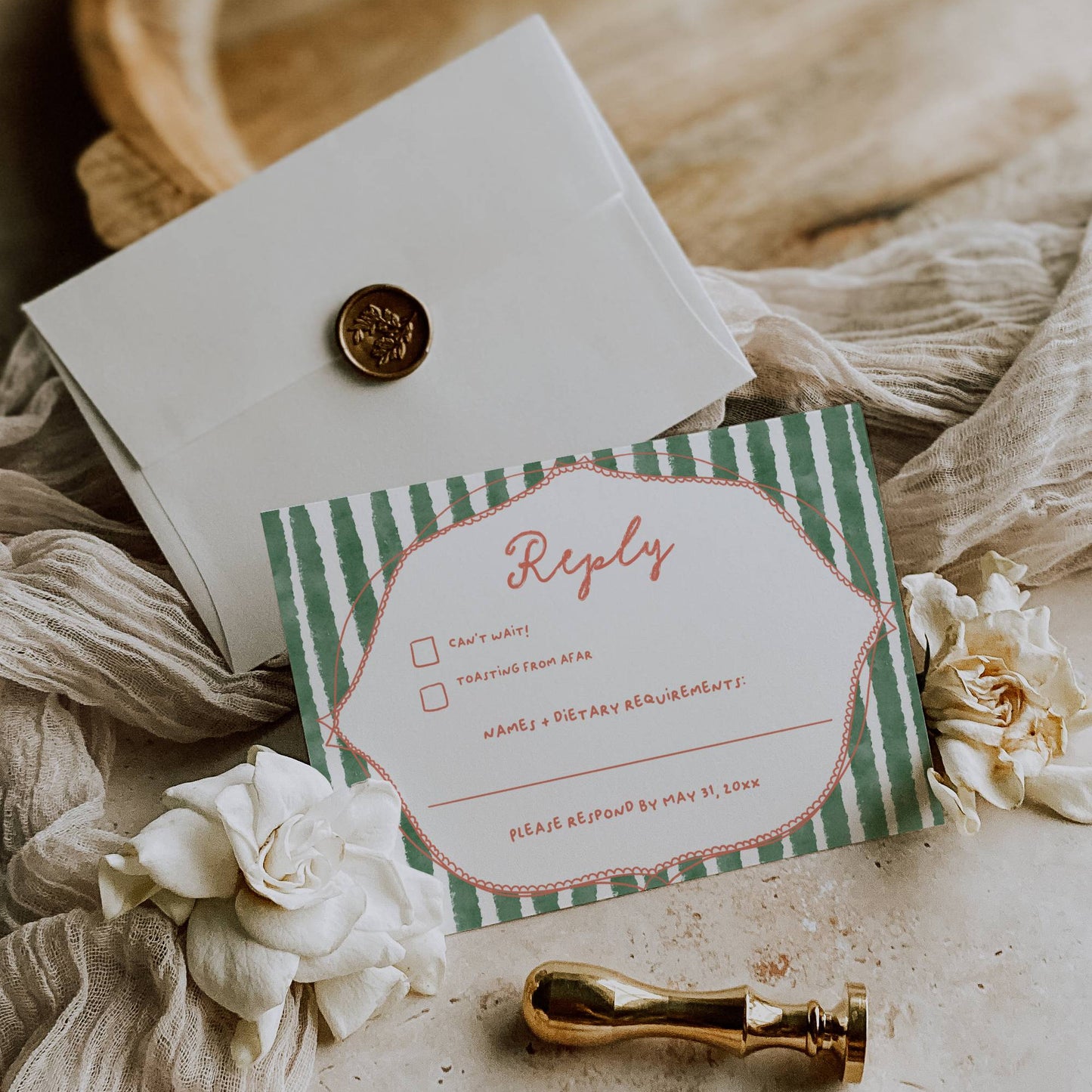 Modern Striped Hand Drawn Invitation Suite Template - Charlotte