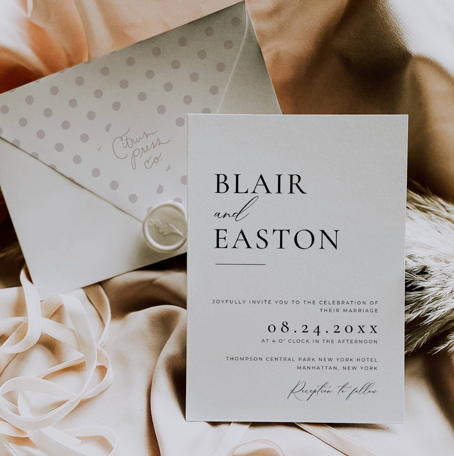 Modern Wedding Invitation Suite Template -Blair