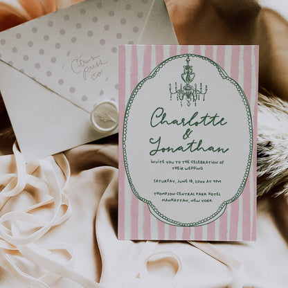 Retro Hand Drawn Wedding Invitation Suite Template - Charlotte