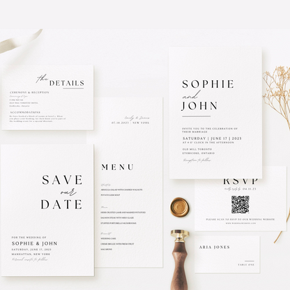 Small Minimal Wedding Stationery & Reception Bundle -Sophie