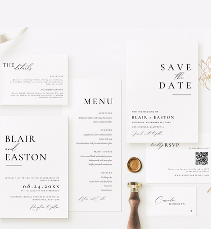 Small Modern Wedding Stationery & Reception Bundle -Blair