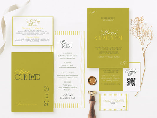 Essential Island Citrus Wedding Stationery & Reception Template Bundle - Hazel