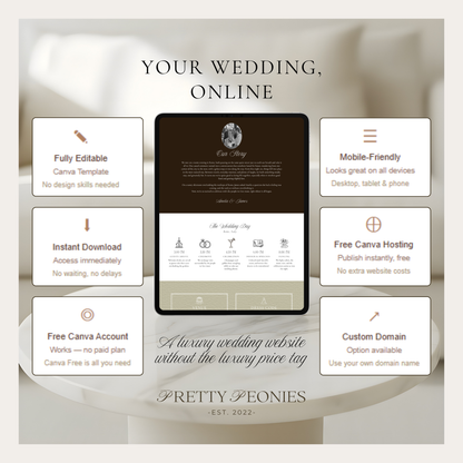 Wedding Website Template Canva | Elegant Italy Destination Theme - Amelia