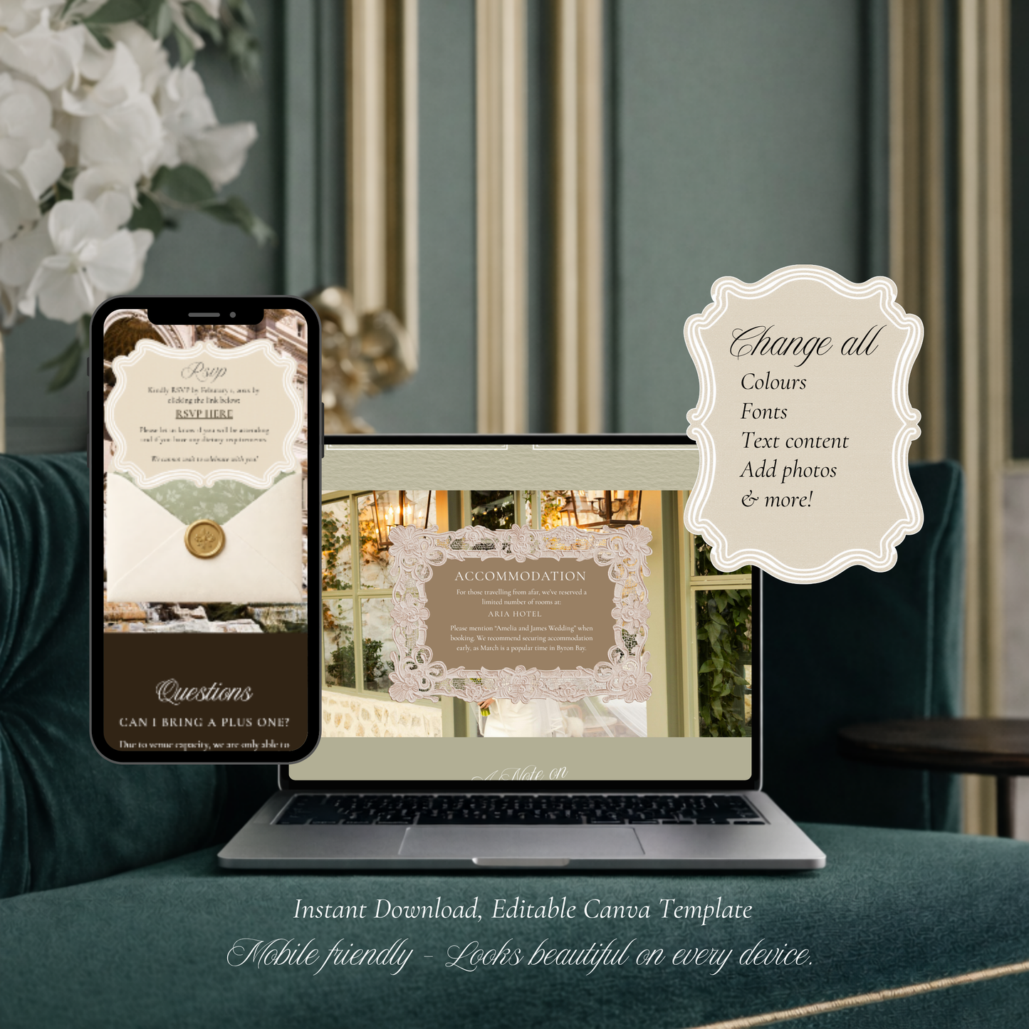 Wedding Website Template Canva | Elegant Italy Destination Theme - Amelia