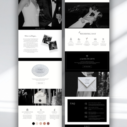Wedding Website Template Canva | Modern Black and White Theme - Blair