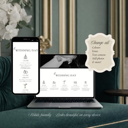 Wedding Website Template Canva | Modern Black and White Theme - Blair