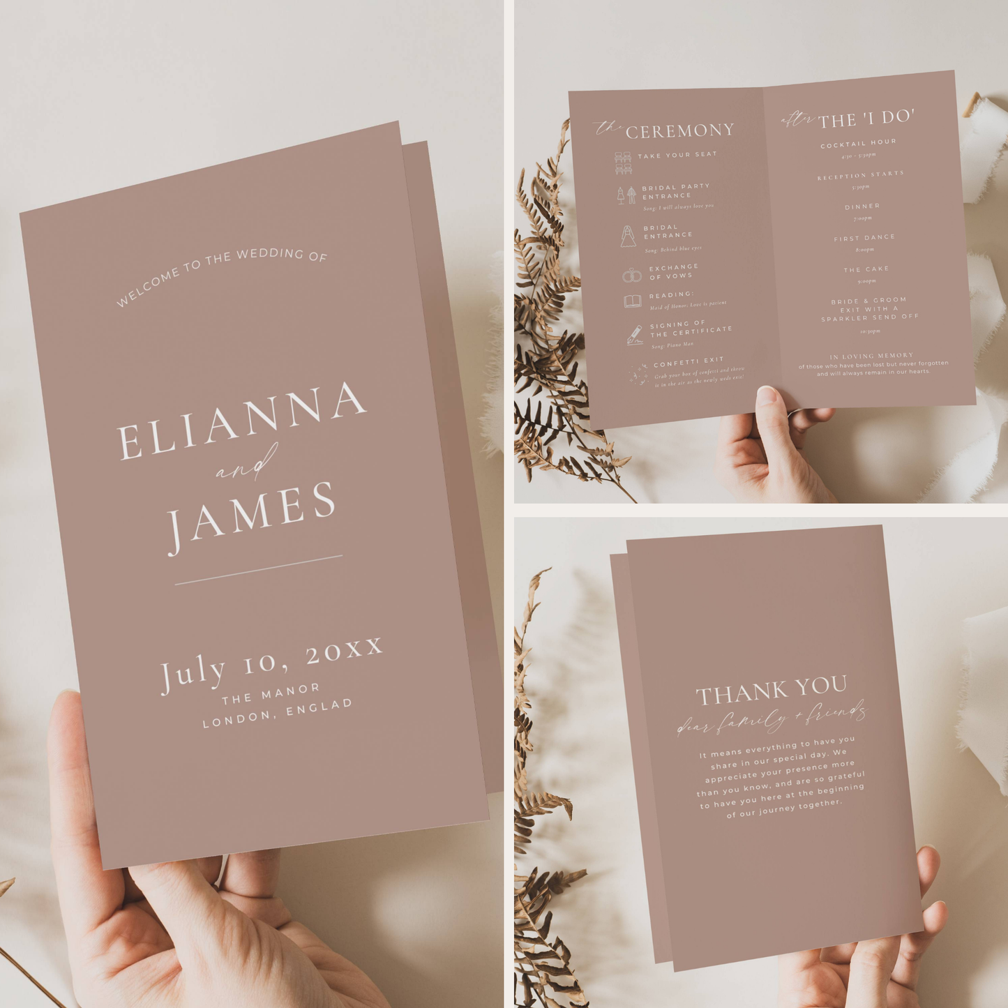 Signature Blush Pink Wedding Stationery & Reception Bundle - Blush Romance