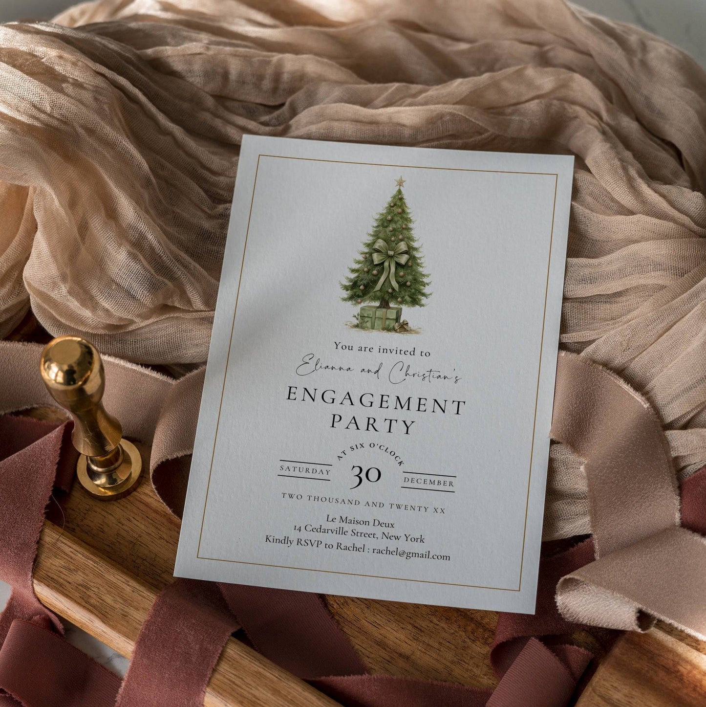 Christmas Engagement Party Invitation Template