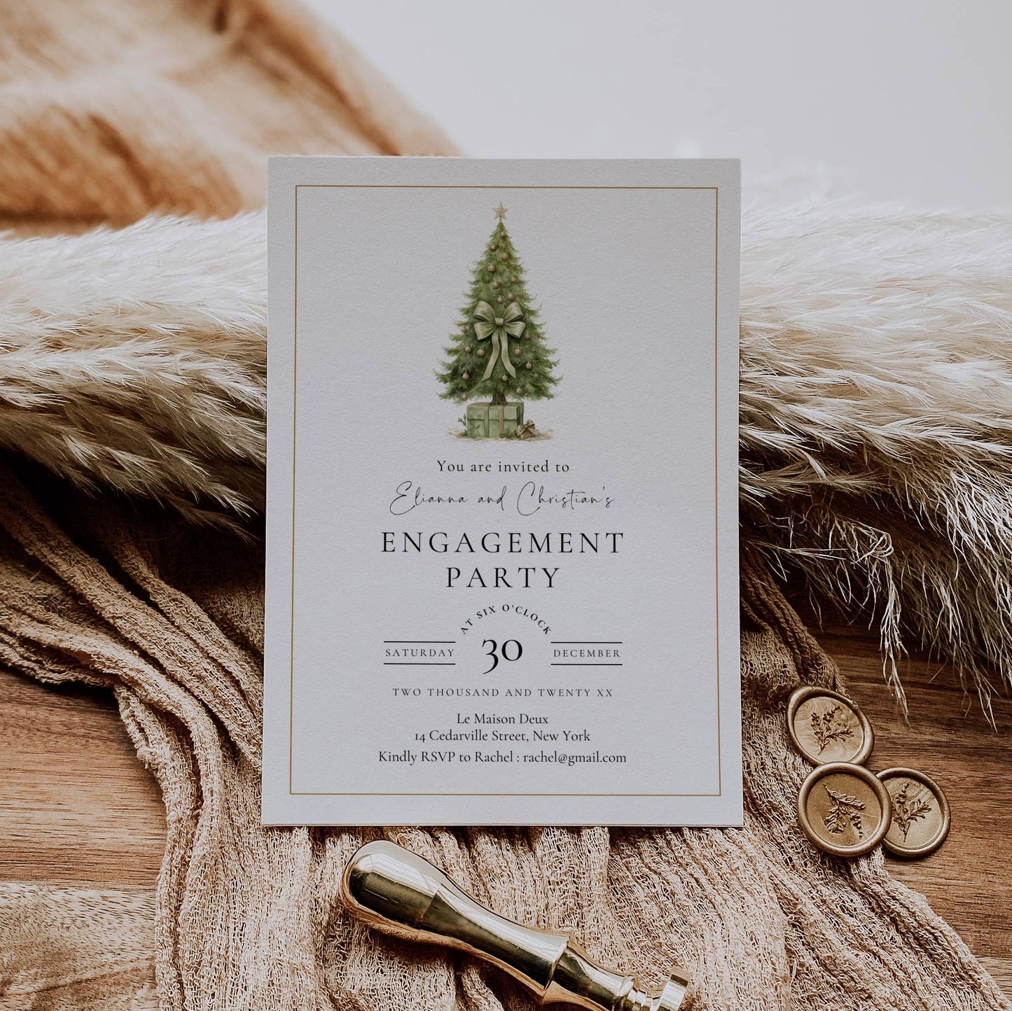 Christmas Engagement Party Invitation Template