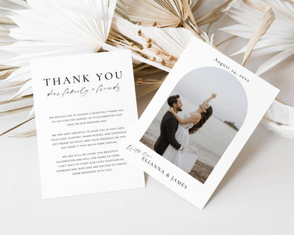 Wedding Photo Thank You Card Template (Double-Sided) - Elianna