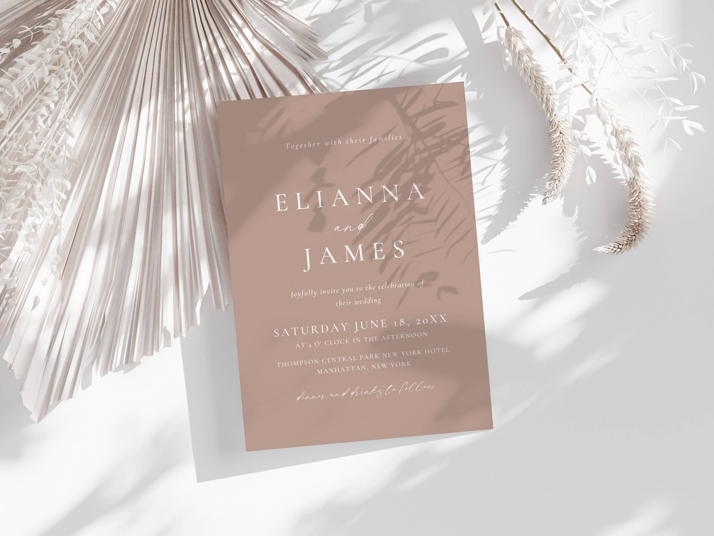Blush Pink Wedding Invitation Suite Template - Blush Romance