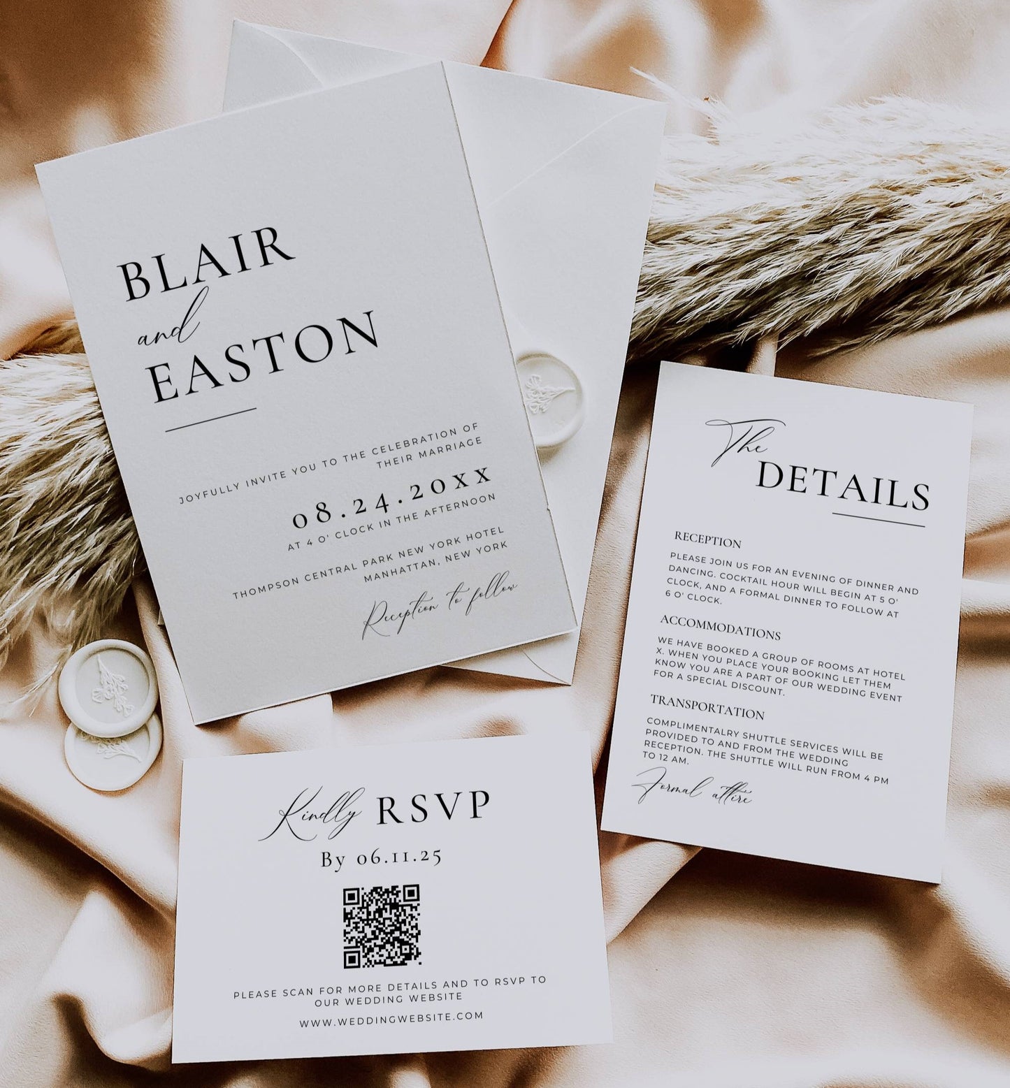 Modern Wedding Invitation Suite Template -Blair