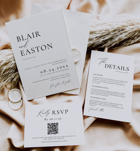 Modern Wedding Invitation Suite Template - Blair