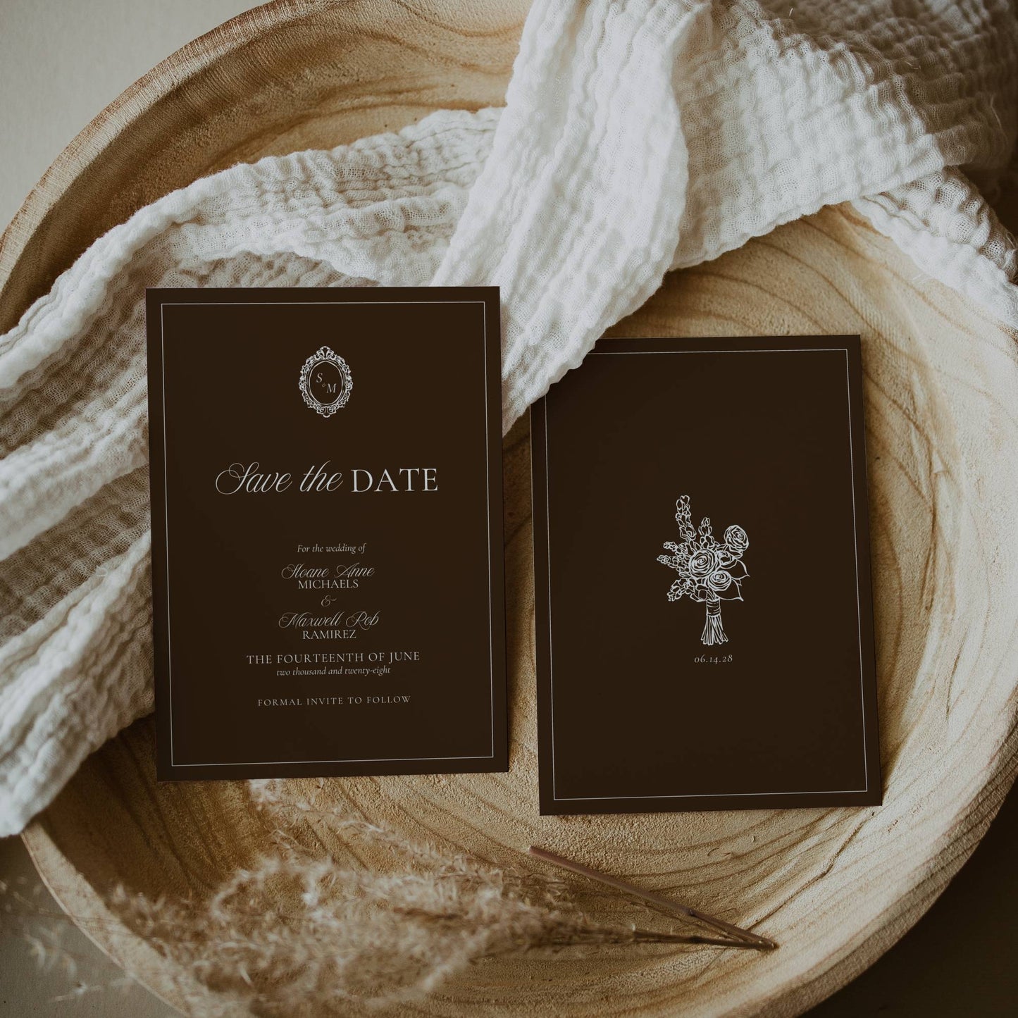 Espresso Wedding Save The Date Template - Sloane